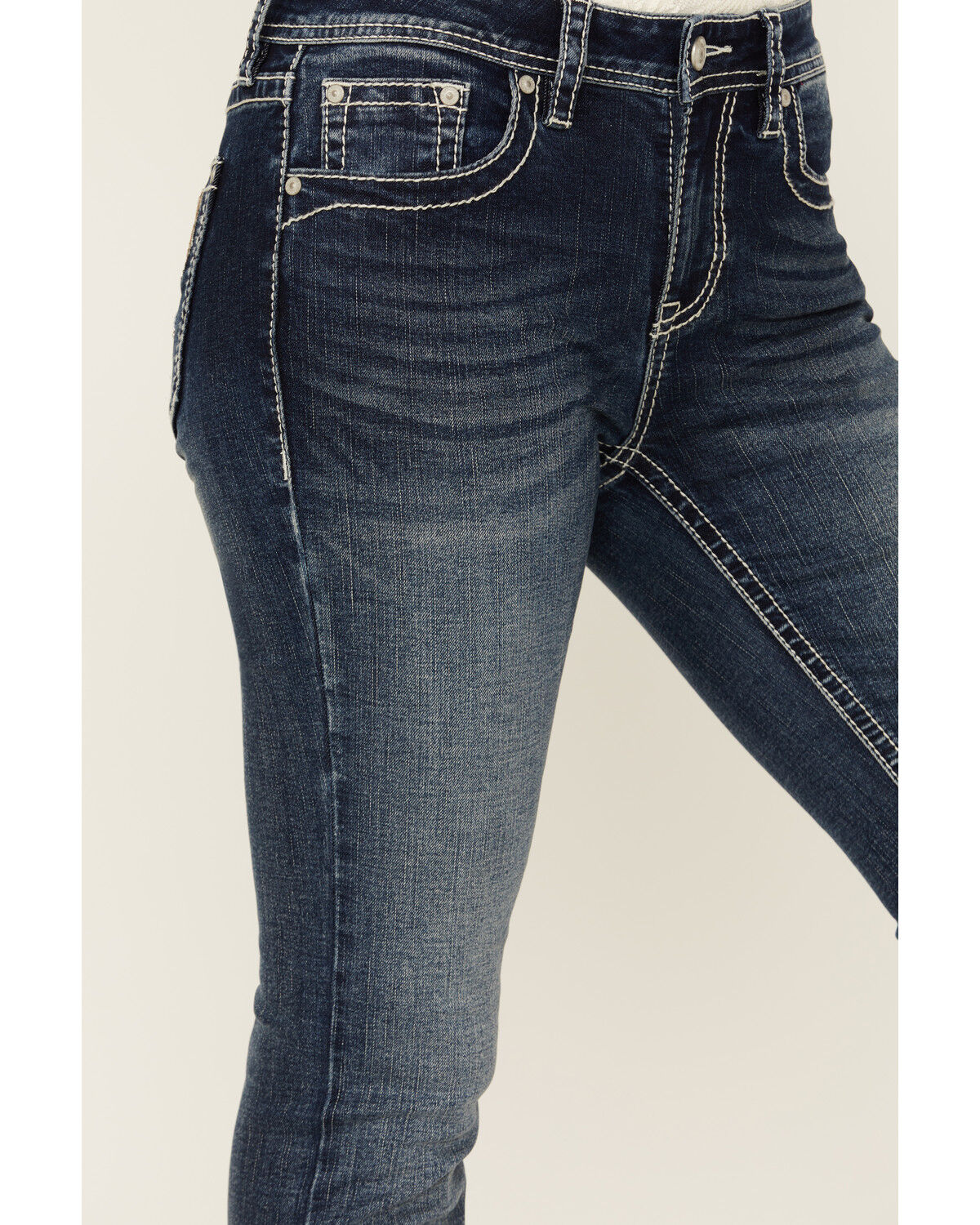 Image #4 - Shyanne Women's Dreamcatcher Dark Wash Mid Rise Bootcut Stretch Denim Jeans, Dark Wash, hi-res