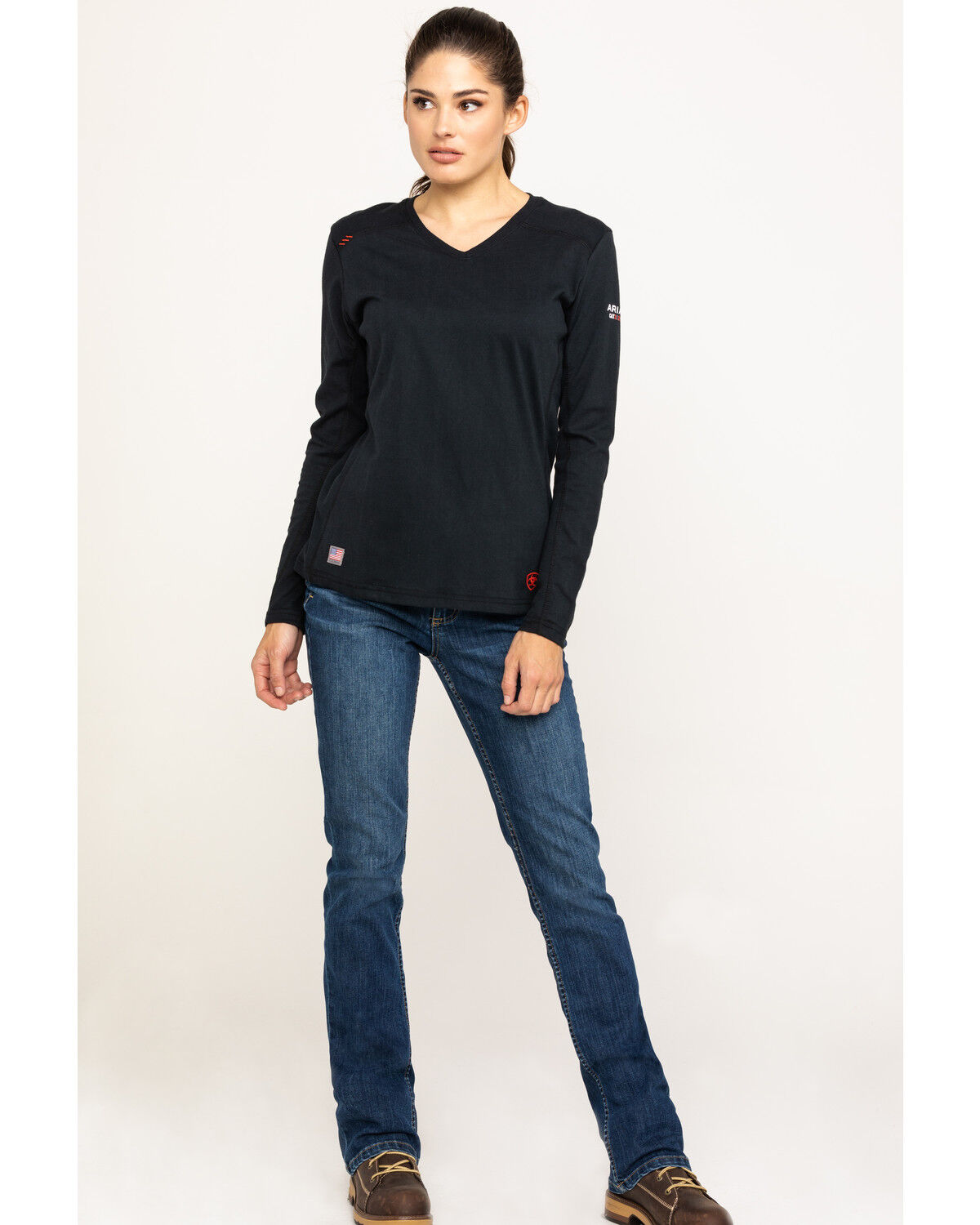 Image #6 - Ariat Women's FR AC Long Sleeve Work Top, Black, hi-res