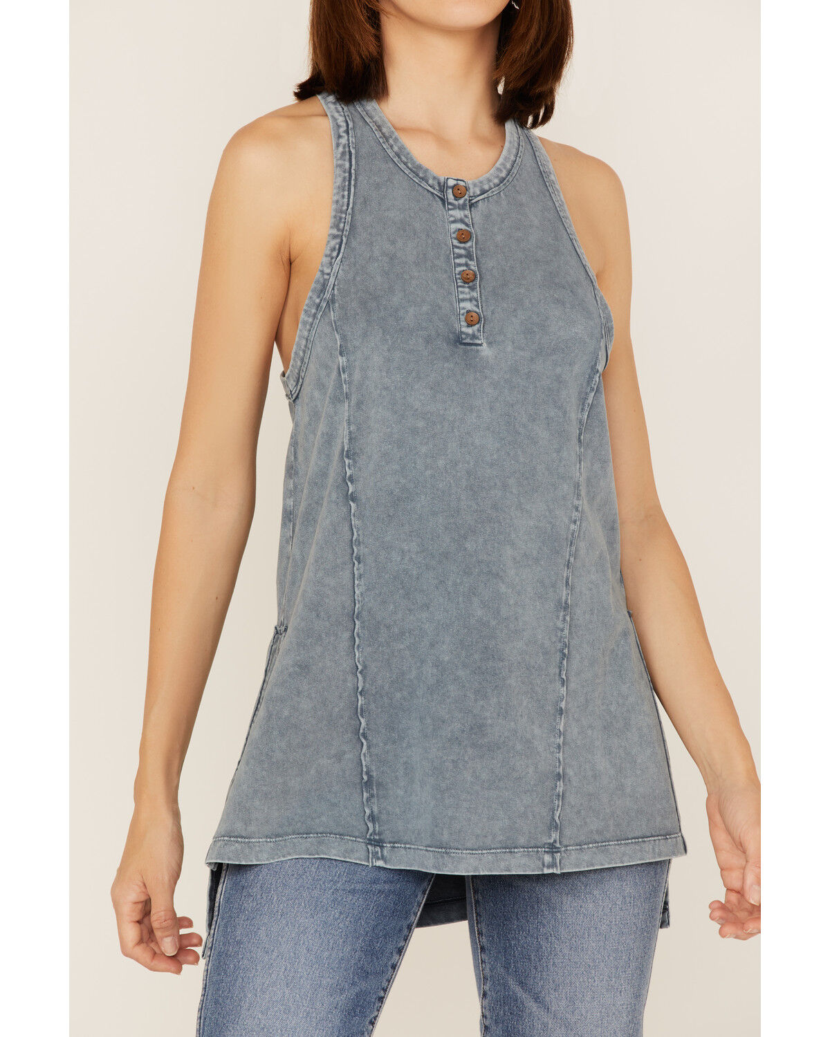 Image #3 - Cleo + Wolf Women's Racerback Jersey Tank, Blue, hi-res