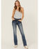 Image #3 - Grace in LA Women's Medium Wash Mid Rise Swirl Pocket Bootcut Stretch Denim Jeans, Medium Wash, hi-res