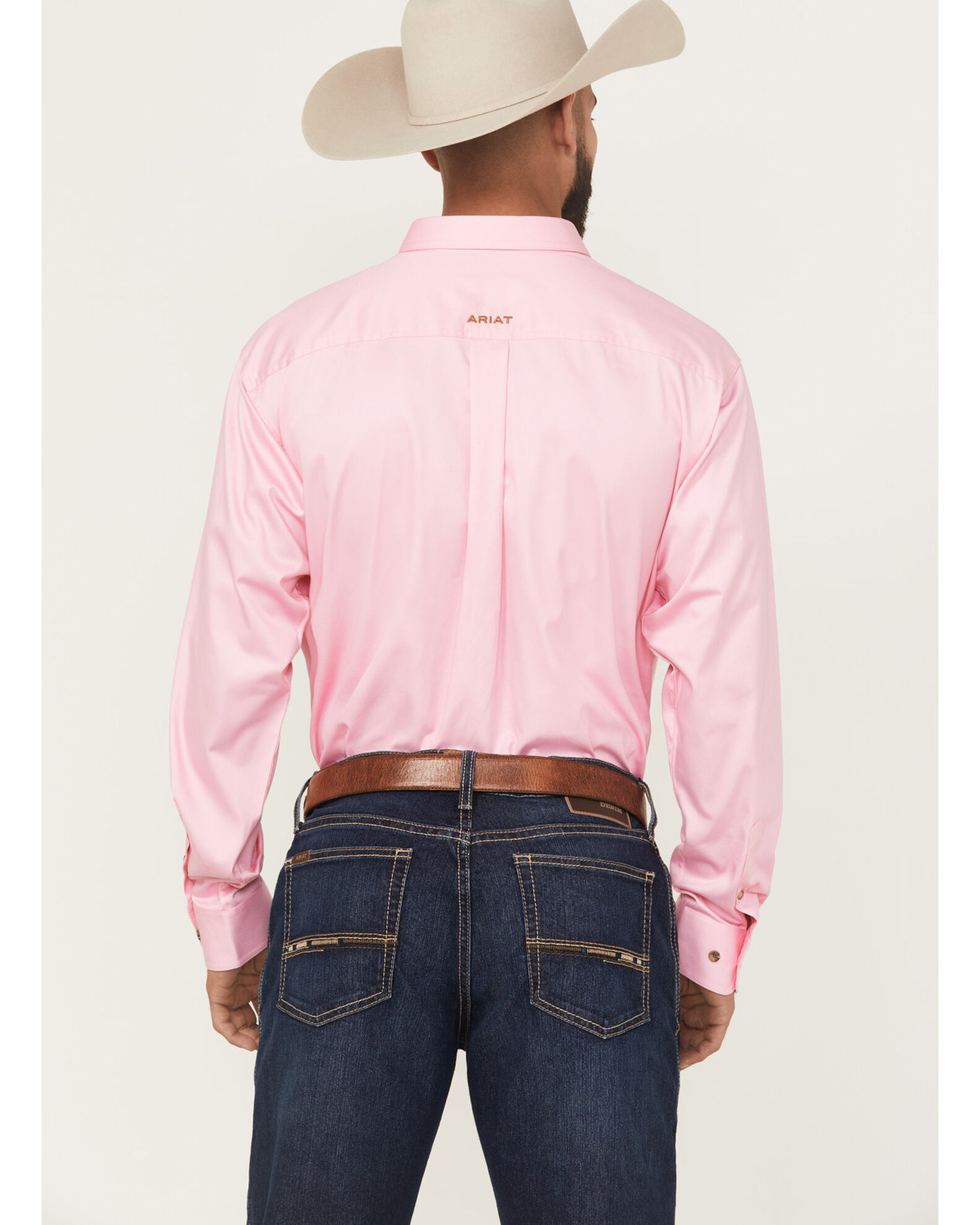 Image #4 - Ariat Men's Classic Fit Solid Twill Long Sleeve Button Down Western Shirt, Pink, hi-res