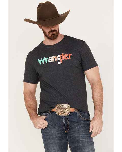 Image #1 - Wrangler Men's Mexico Flag Logo Short Sleeve Graphic T-Shirt, Charcoal, hi-res