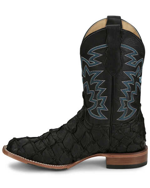 Image #3 - Justin Men's Ocean Front Exotic Pirarucu Western Boots - Broad Square Toe , Black, hi-res