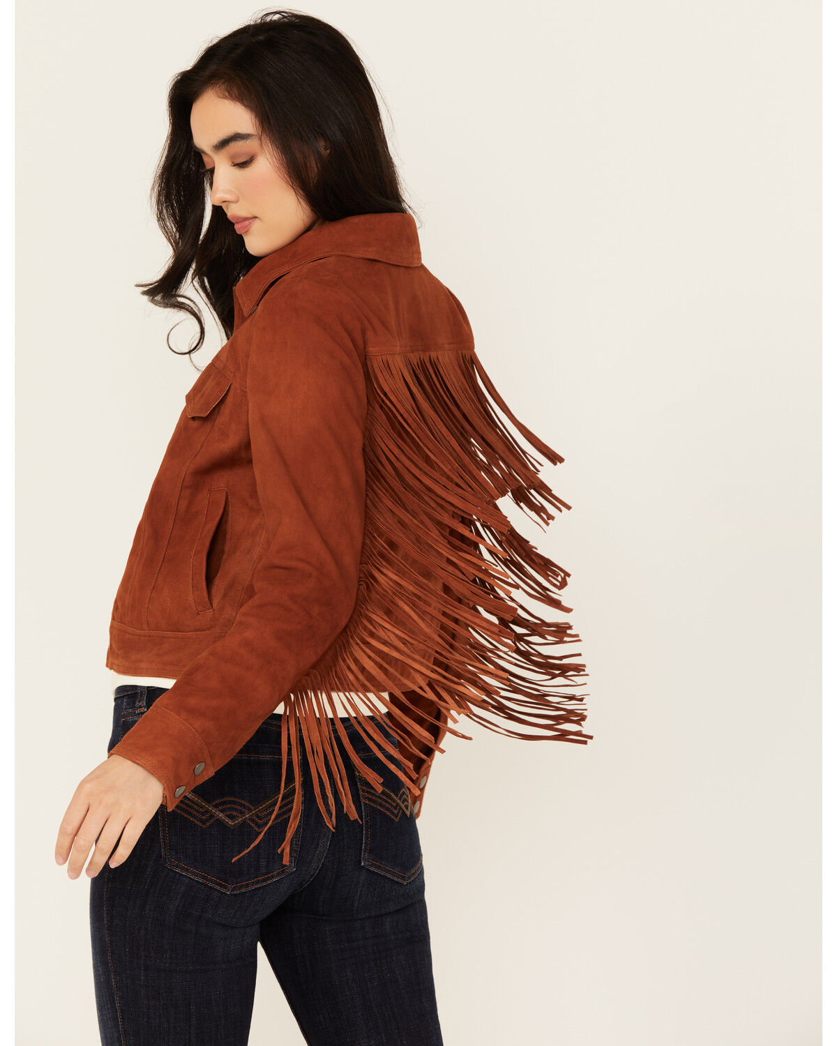 Image #4 - Idyllwind Women's Wynbrook Fringe Suede Jacket, Caramel, hi-res