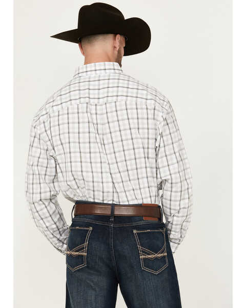 Image #4 - George Strait by Wrangler Men's Plaid Print Long Sleeve Button-Down Stretch Western Shirt , White, hi-res