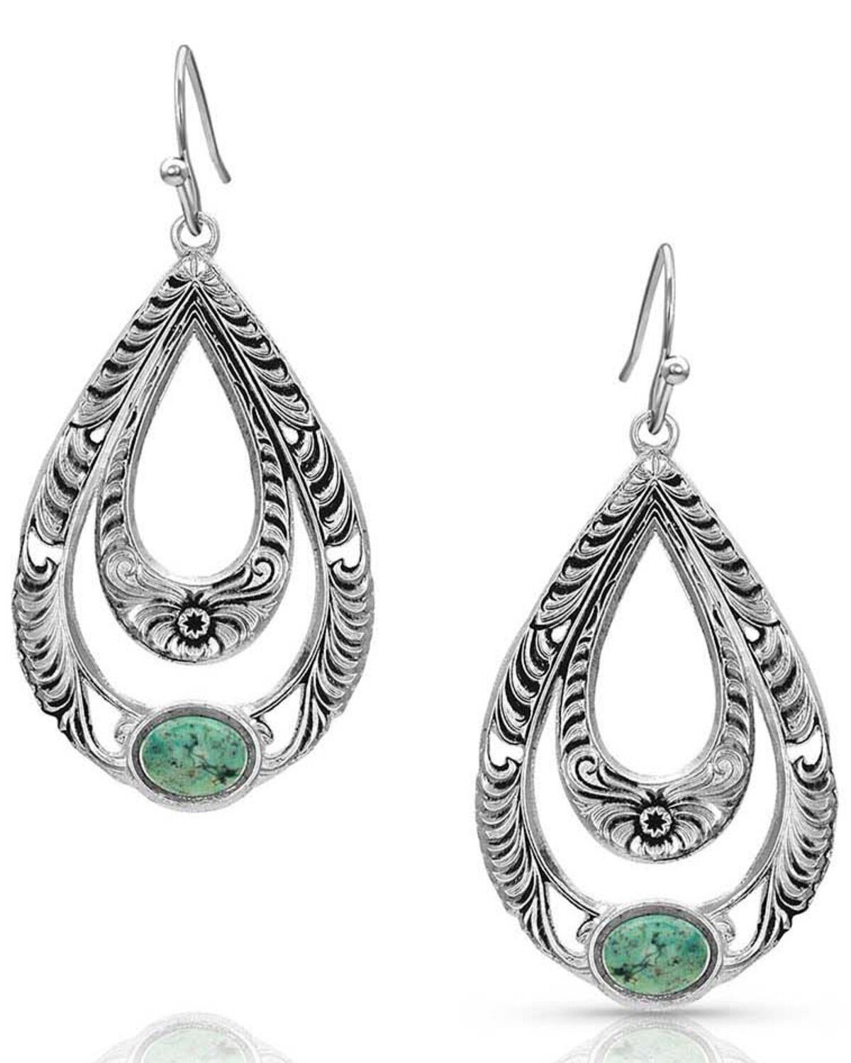 Image #1 - Montana Silversmiths Women's Hidden Canyon Turquoise Earrings, Silver, hi-res