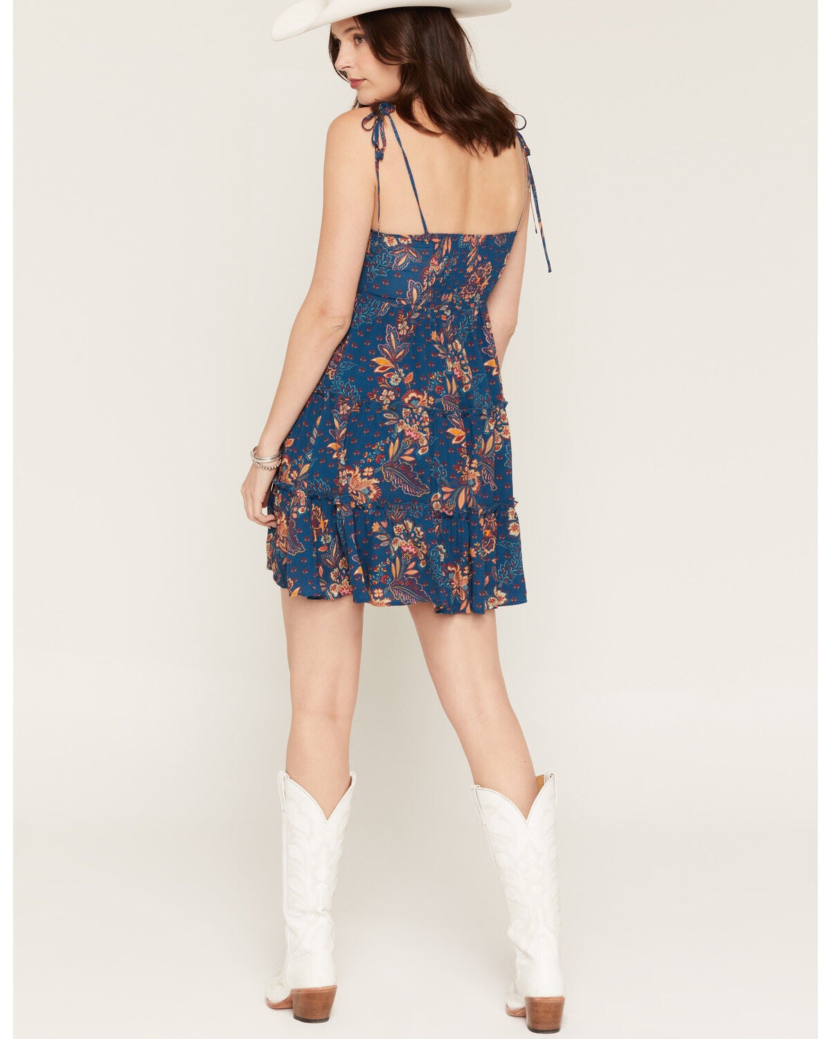 Image #4 - Shyanne Women's Leon Floral Print Mini Dress, Navy, hi-res