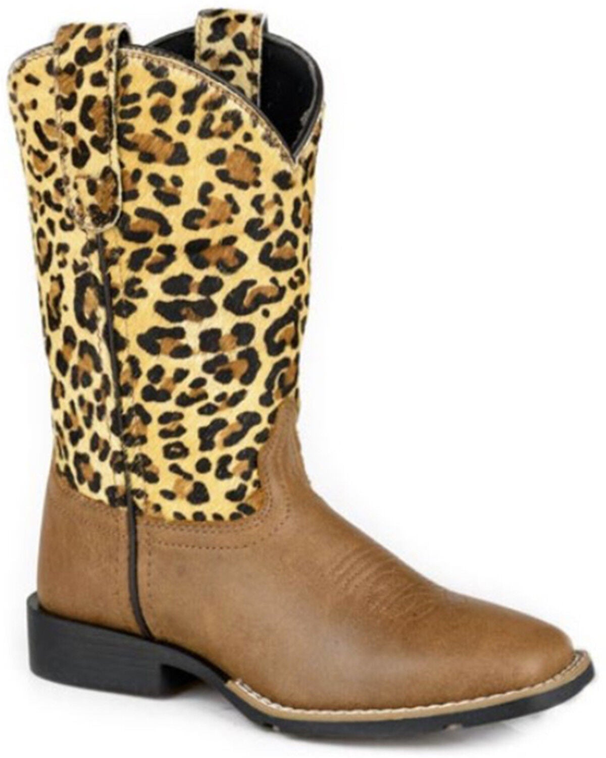 Roper Little Girls' Gabriella Western Boots - Broad Square Toe, Tan, hi-res