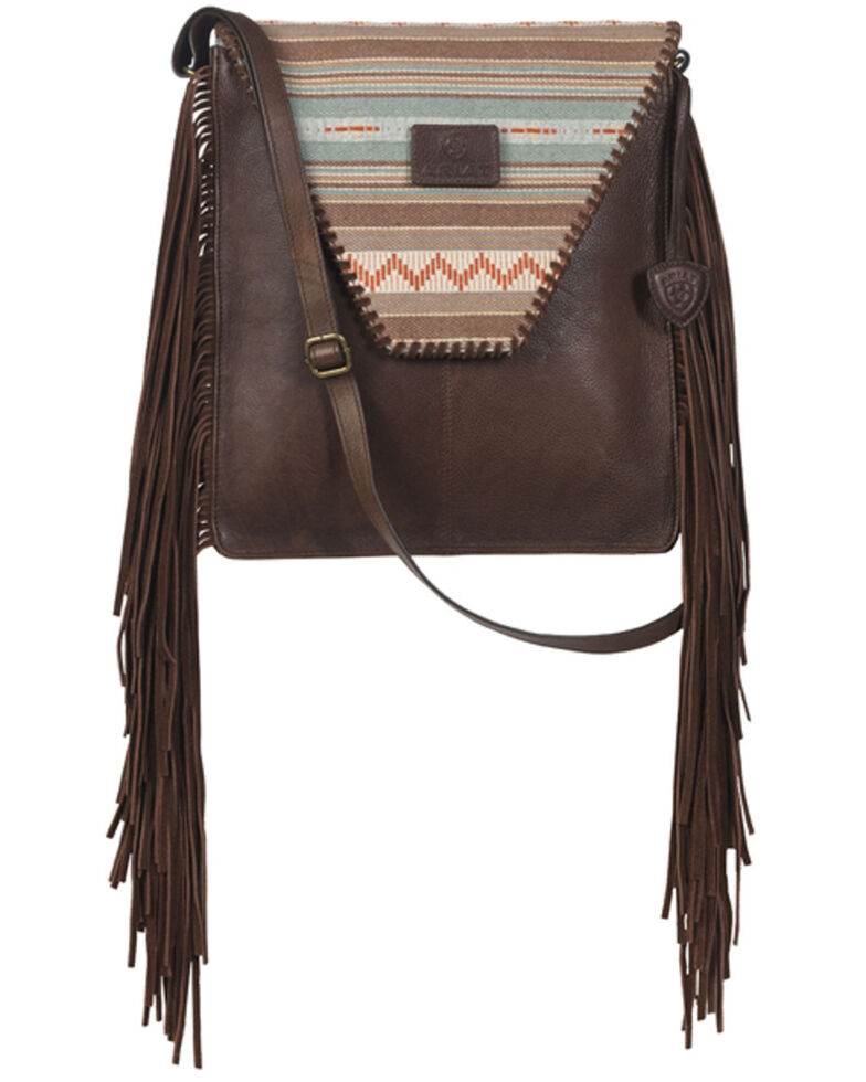 M & F Western Women's Fringe Crossbody, Brown, hi-res