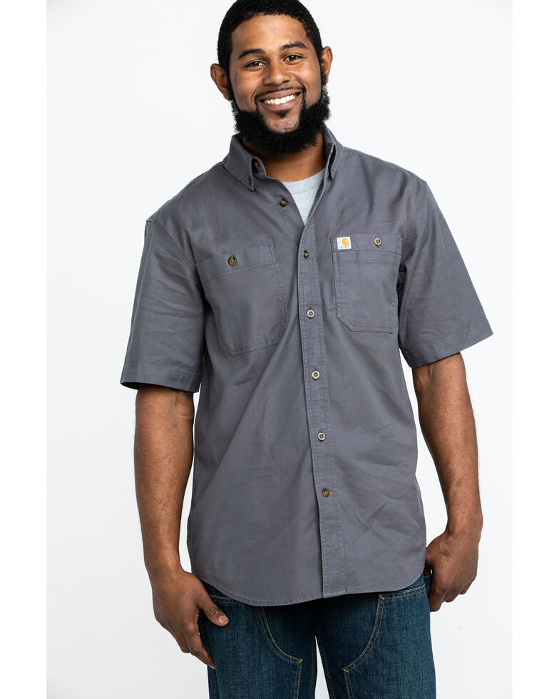 Carhartt Men's Rugged Flex Rigby Short Sleeve Work Shirt , Charcoal, hi-res