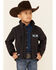 Image #1 - Cowboy Hardware Boys' Dark Brown Live Wild Embroidered Zip-Front Poly Shell Jacket , , hi-res