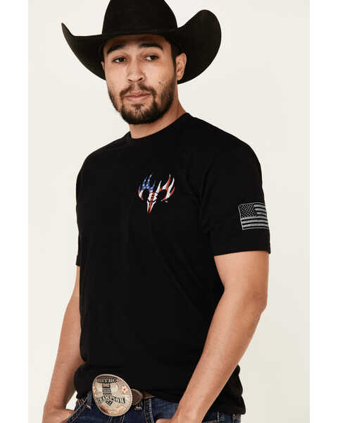 Image #3 - Buck Wear Men's Never Give Up Flag Graphic T-Shirt , Black, hi-res