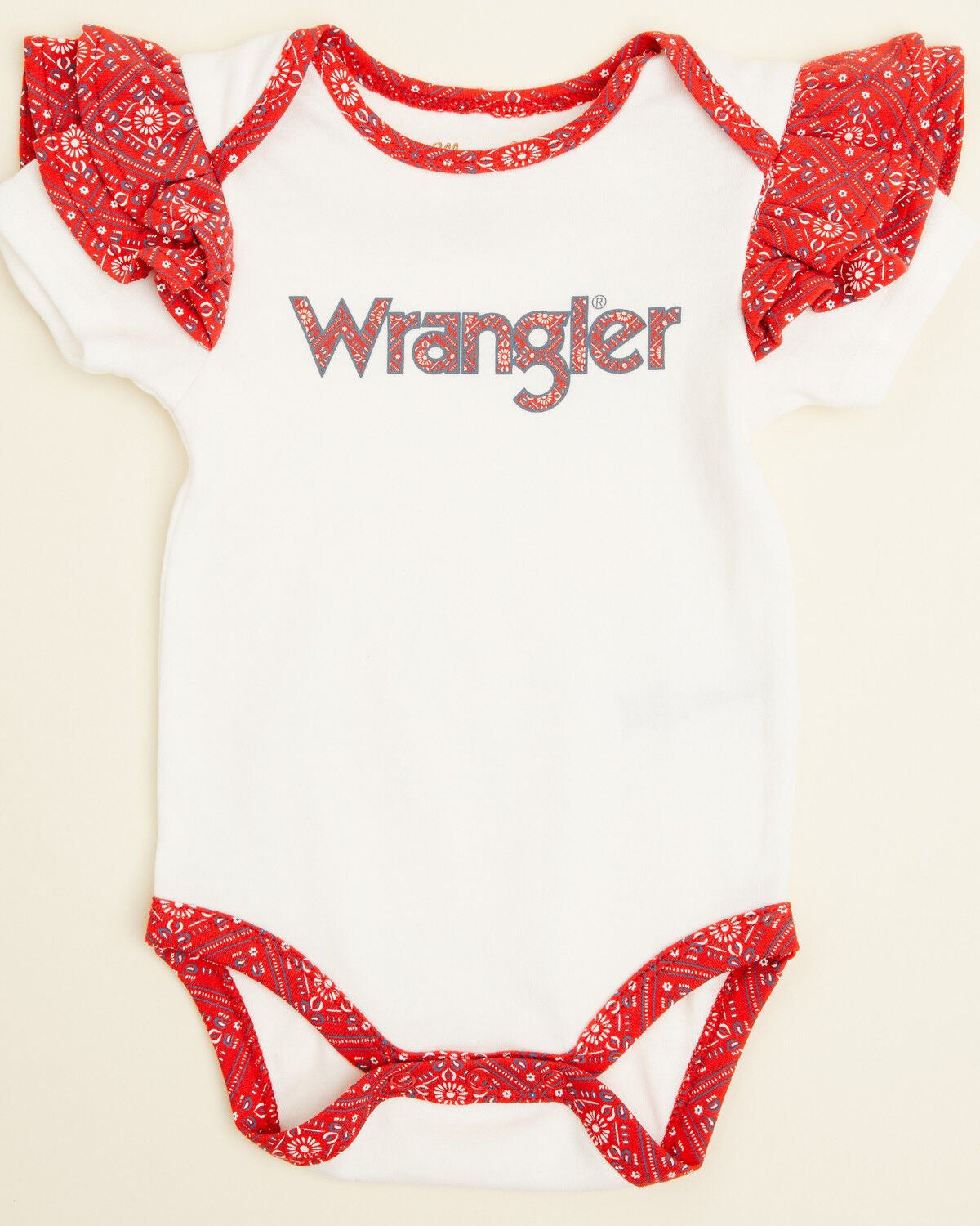 Wrangler Infant Girls' Logo Paisley Short Sleeve Snap Onesie, White, hi-res