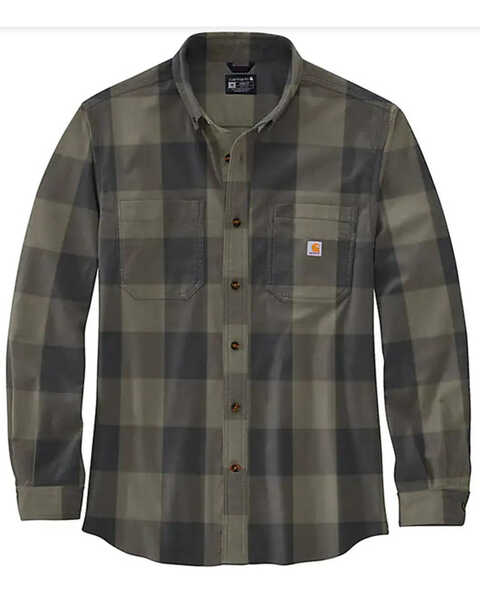 Carhartt Men's Plaid Print Rugged Flex Relaxed Fit Midweight Long Sleeve Button-Down Flannel Shirt, Medium Brown, hi-res