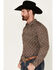 Image #2 - Gibson Trading Co. Men's Barbed Wire Floral Print Long Sleeve Snap Western Shirt, Coffee, hi-res