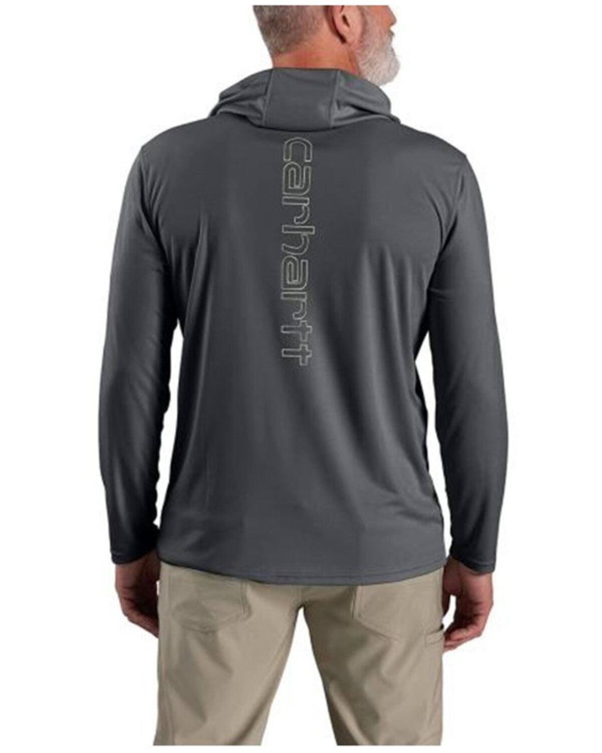 Image #1 - Carhartt Men's Force Sun Defender™ Lightweight Long Sleeve Hooded Graphic T-Shirt, Grey, hi-res