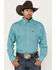 Image #1 - George Strait by Wrangler Men's Floral Print Long Sleeve Button-Down Western Shirt, Teal, hi-res