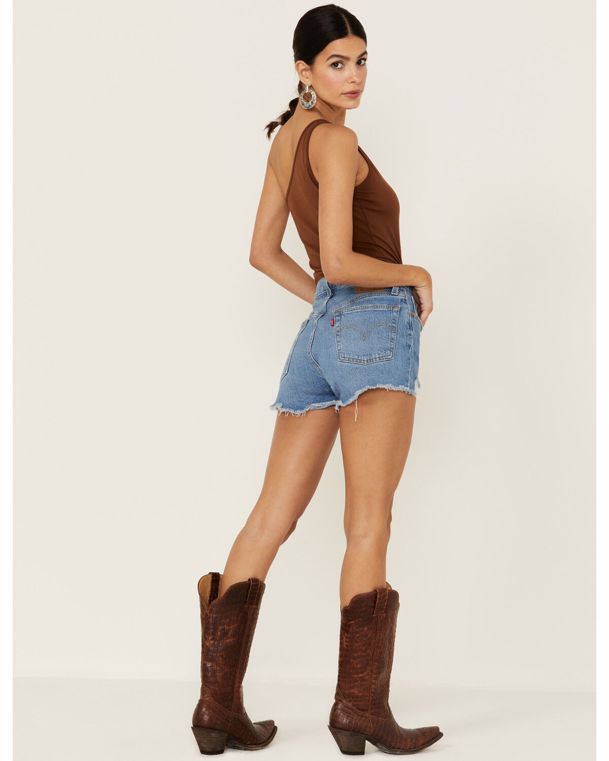 Image #3 - Levi's Women's 501 Medium Wash High Rise Jazz Solo Distressed Original Denim Shorts, Blue, hi-res
