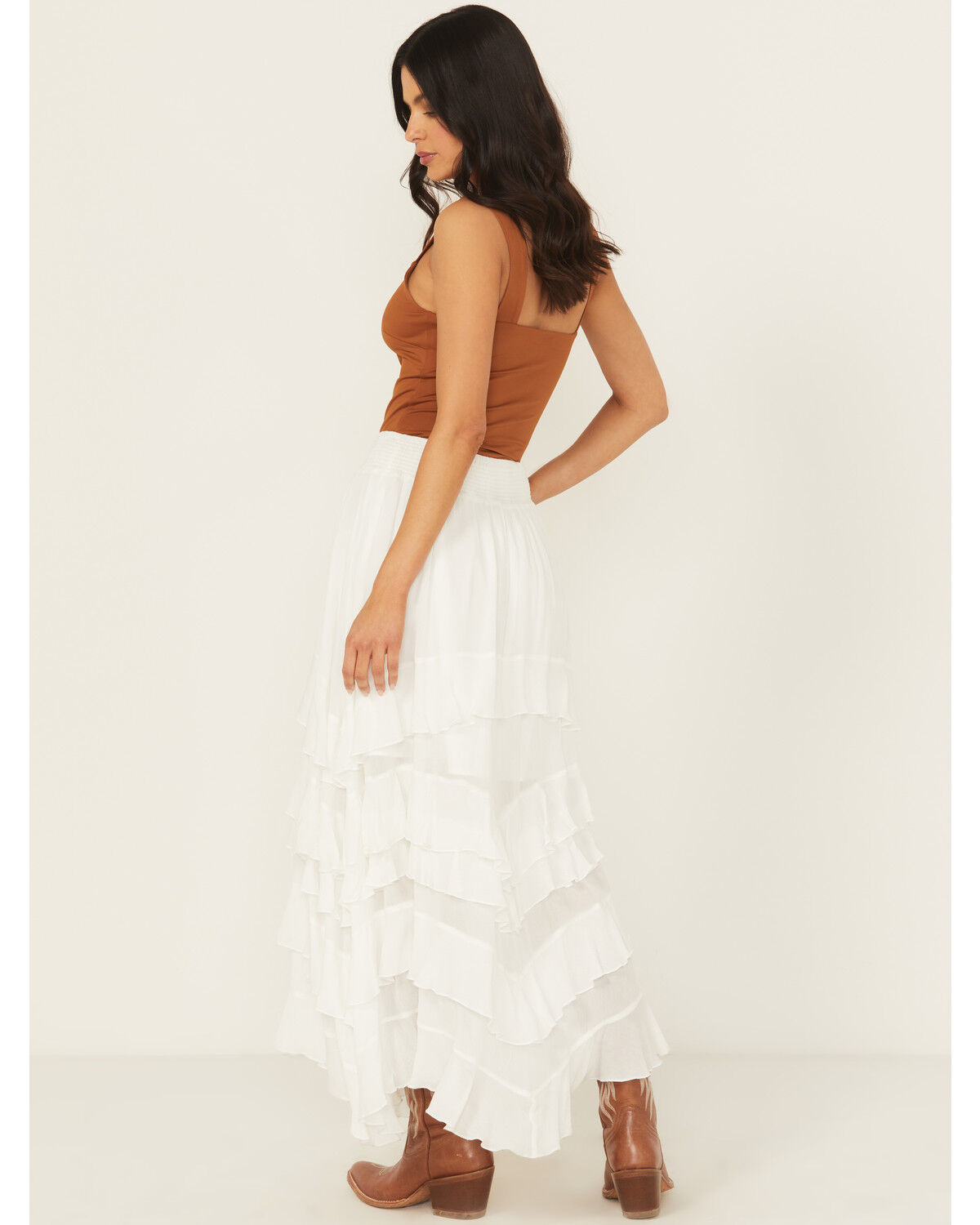 Image #4 - Blue B Women's Tiered Ruffle Midi Skirt, White, hi-res