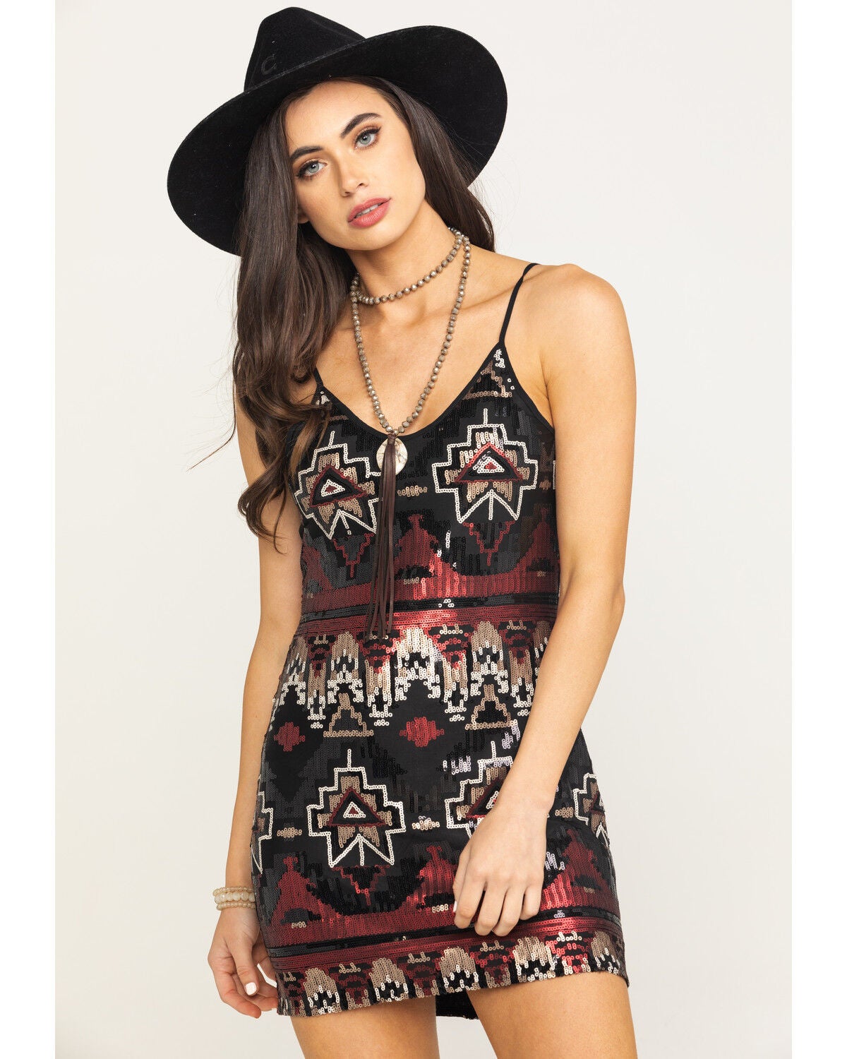 black sequin slip dress