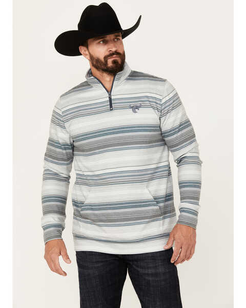 Cowboy Hardware Men's Desert Serape Striped Cadet Zip Pullover, Grey, hi-res