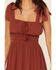 Image #3 - Trixxi Women's Smocked Waist Midi Dress, Rust Copper, hi-res