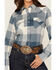 Image #3 - Wrangler Retro Women's Buffalo Plaid Print Long Sleeve Pearl Snap Flannel Shirt, Blue, hi-res