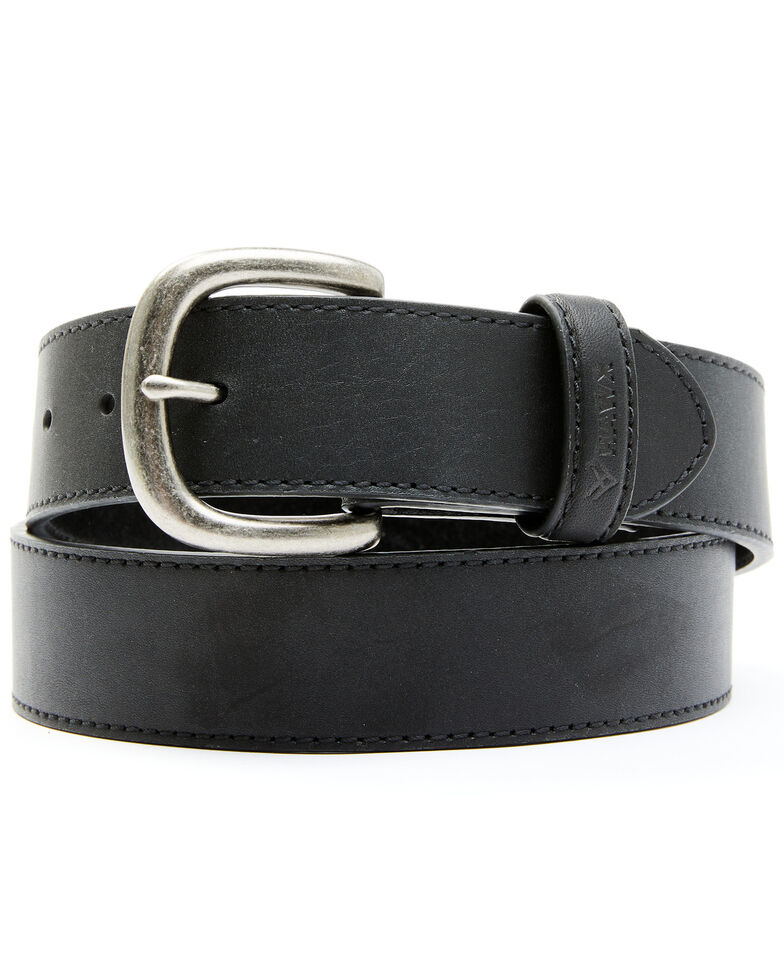 Hawx Men's Black Plain Leather Buckle Belt, Black, hi-res