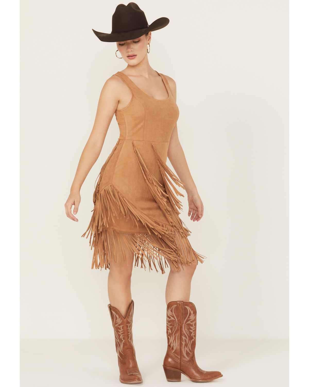 Image #1 - Idyllwind Women's Tina Faux Suede Fringe Mini Dress, Tan, hi-res