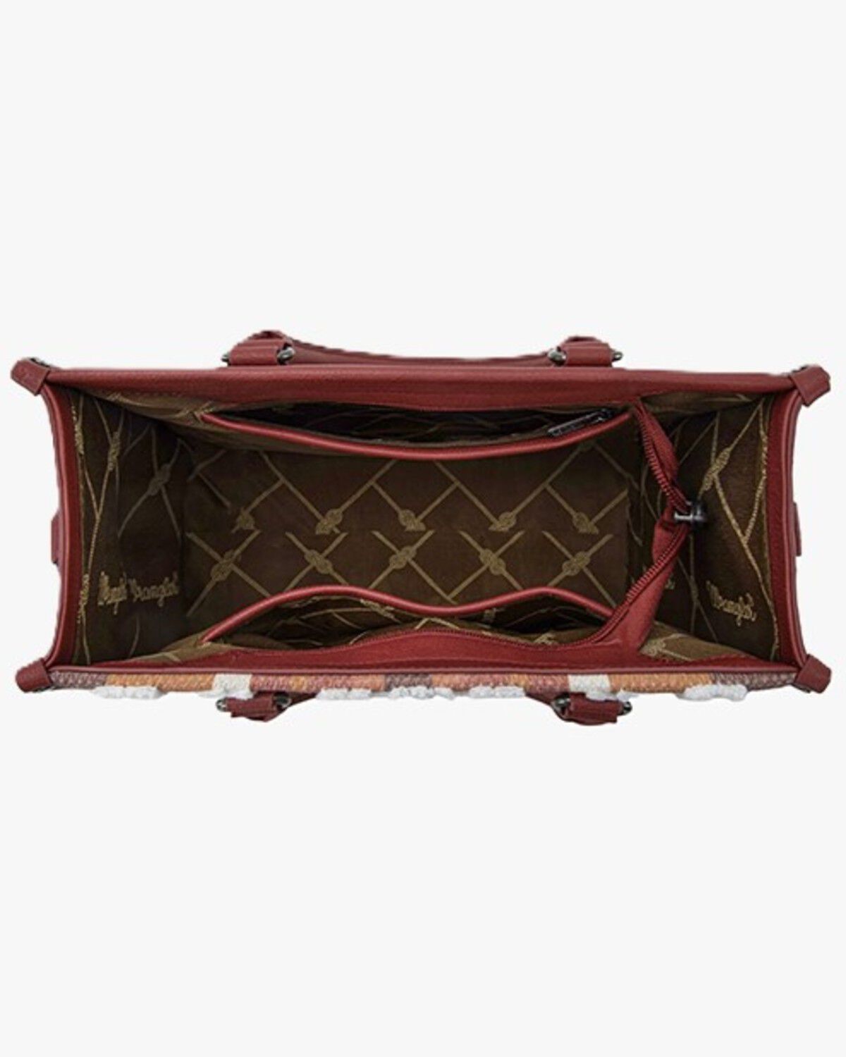 Image #3 - Wrangler Women's Sherpa Southwestern Print Canvas Crossbody Tote, Burgundy, hi-res