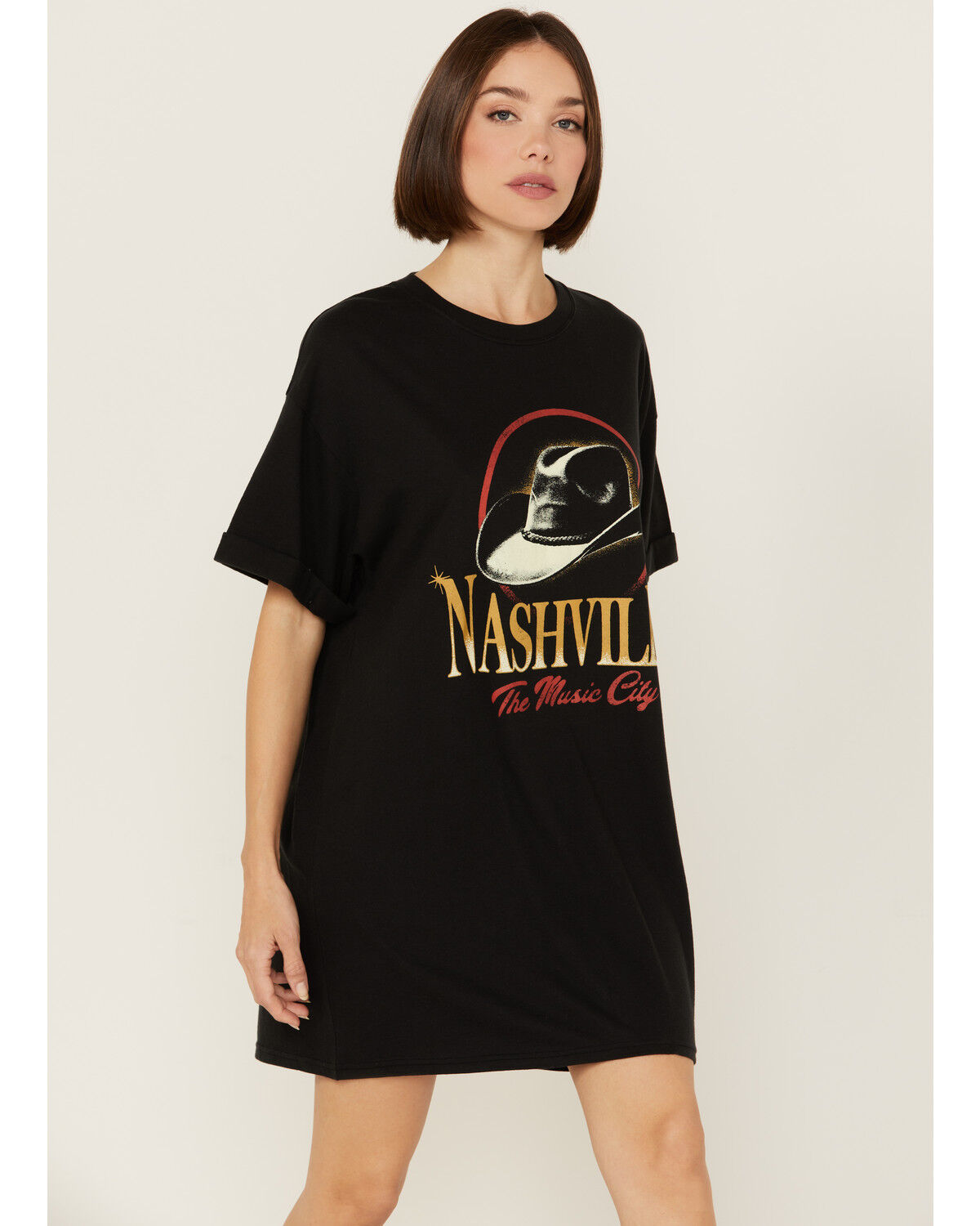 Image #2 - Girl Dangerous Women's Nashville Hat T-Shirt Mini Dress, Charcoal, hi-res