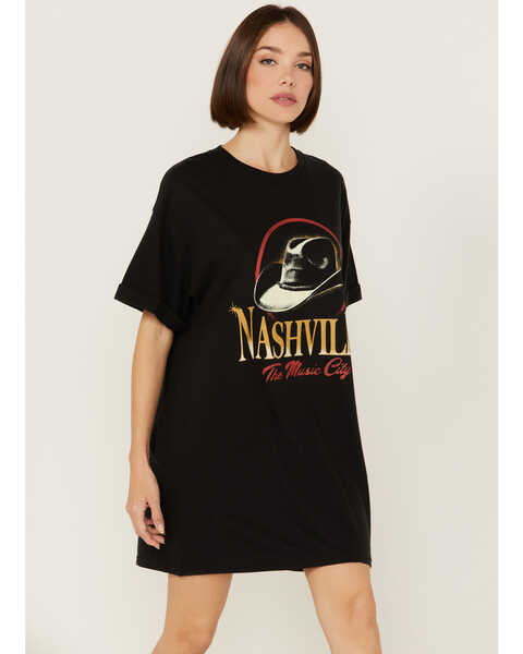 Image #2 - Girl Dangerous Women's Nashville Hat T-Shirt Dress, Charcoal, hi-res