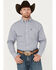 George Strait by Wrangler Men's Plaid Print Long Sleeve Button-Down Western Shirt, Navy, hi-res