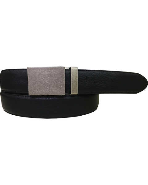 Danbury Men's Plaque Buckle Genuine Leather Belt, Black, hi-res