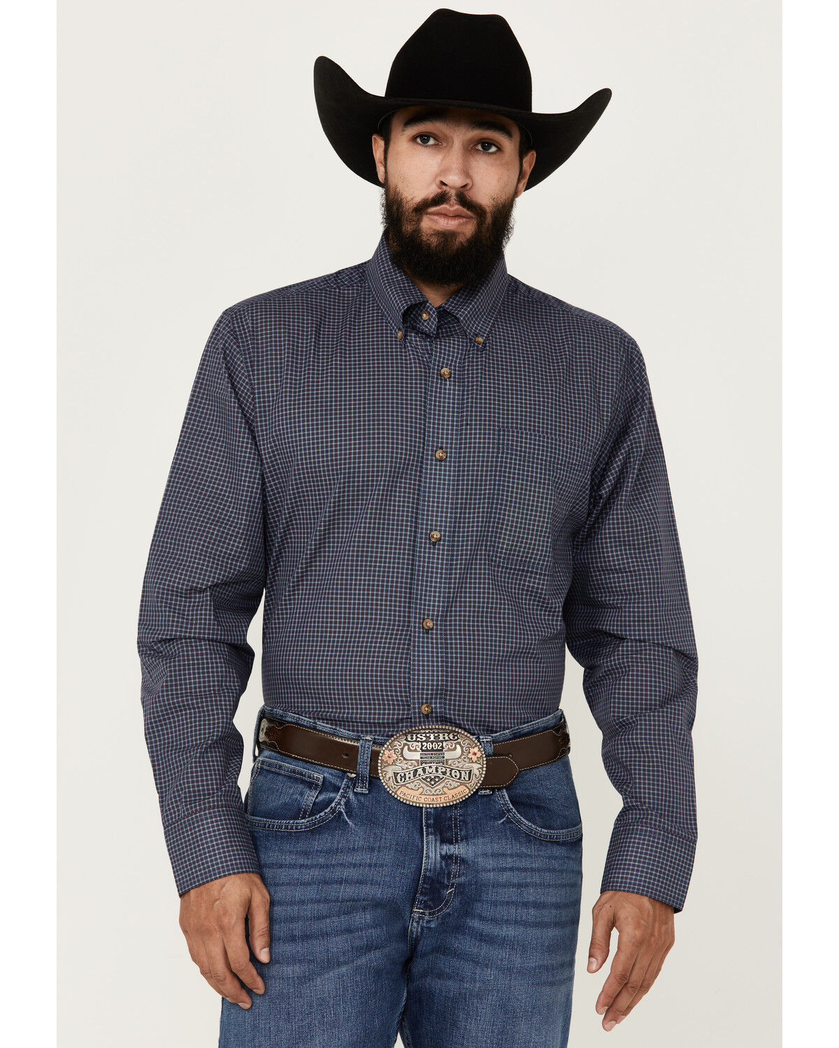 Image #1 - Wrangler Riata Men's Plaid Print Long Sleeve Button-Down Western Shirt, Multi, hi-res