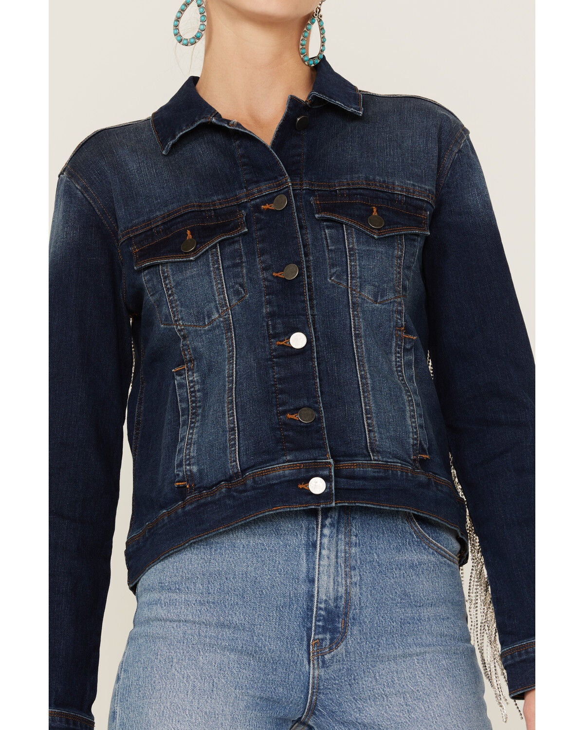Rhinestone Fringe Denim Jacket | Sheplers