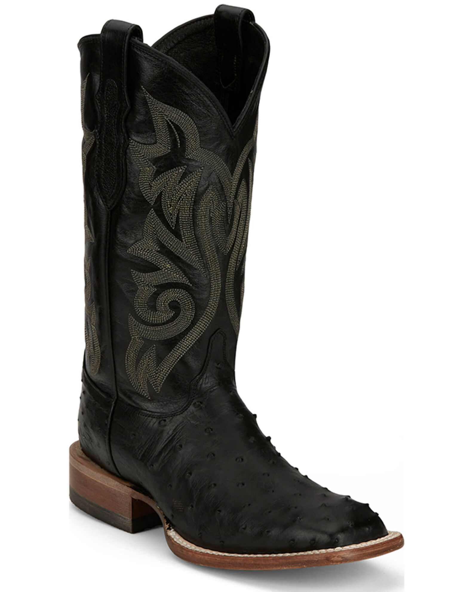Justin Men s Exotic Full Quill Ostrich Western Boots Broad Square Toe Sheplers