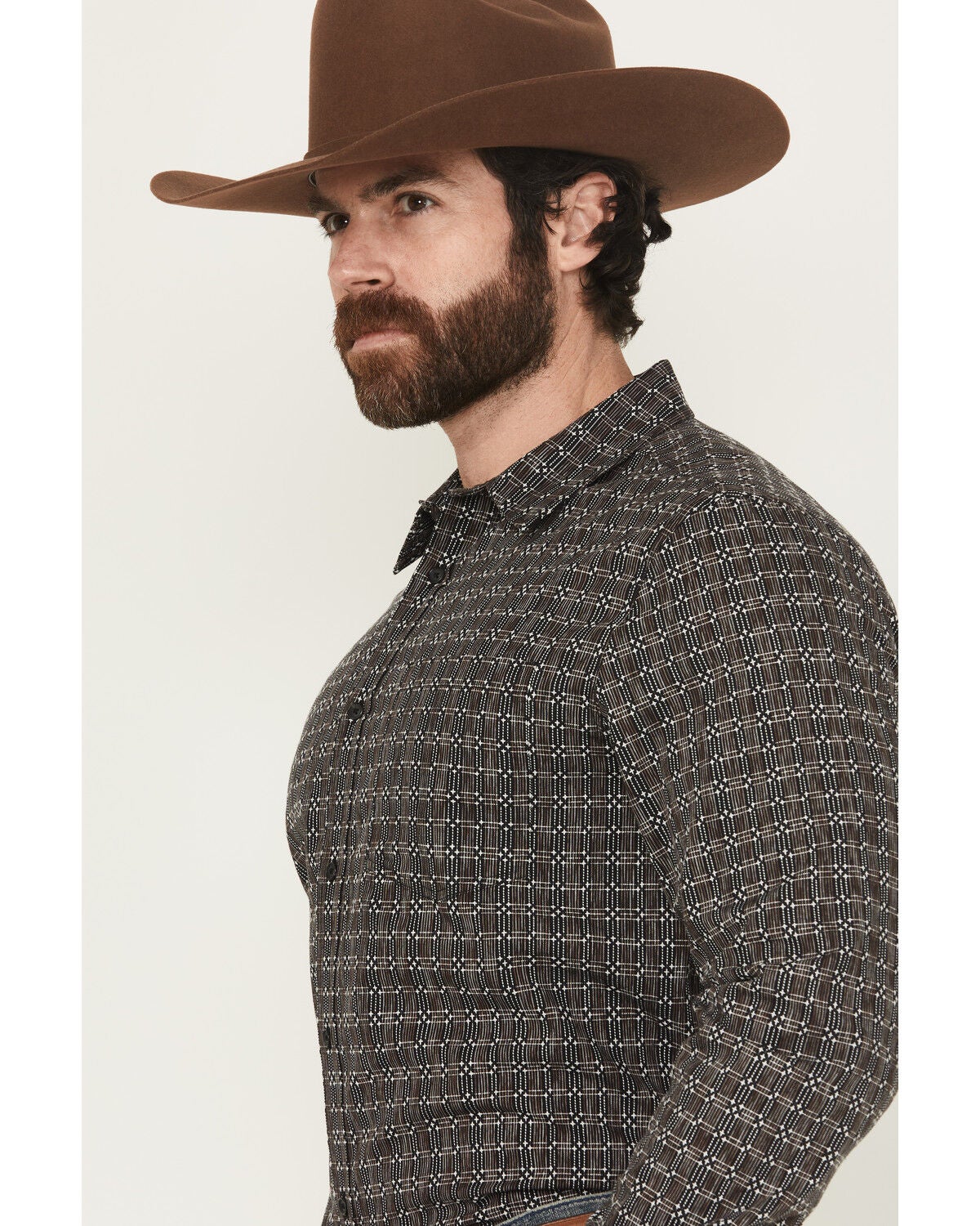 Image #2 - Gibson Trading Co Men's Bug Out Plaid Print Long Sleeve Button-Down Stretch Western Shirt, Black, hi-res