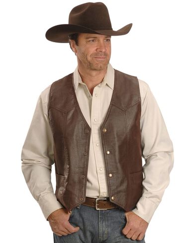 Vintage Leather Western Yoke Genuine Leather Vest Sheplers