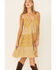 Talisman Women's Tiered Border Print Slip Dress, Mustard, hi-res