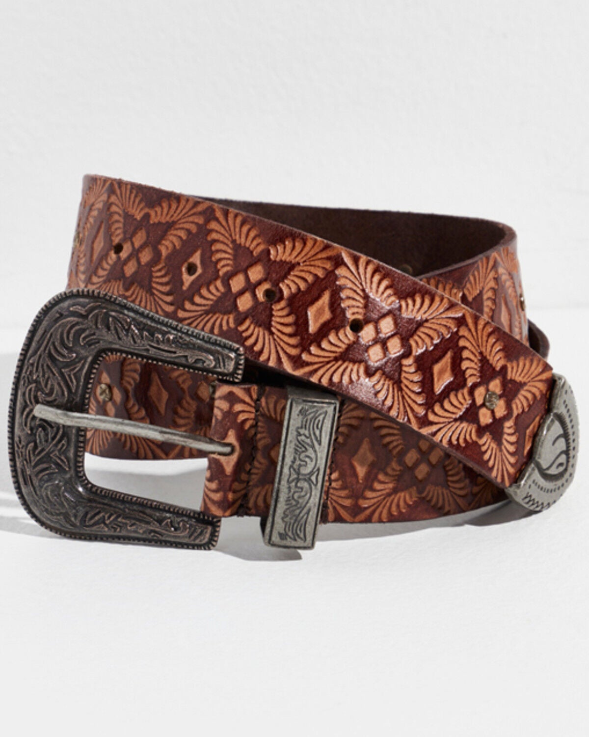 【りゅう】EMBOSSED LEATHER BELT PAISLEY りゅう】EMBOSSED LEATHER BELT PAISLEY Leather Belt Strap with