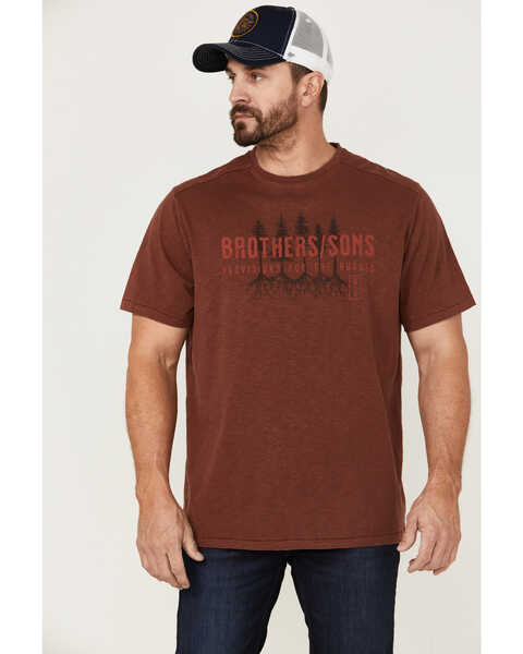 Brothers and Sons Men's Badlands Treeline Graphic T-Shirt , Red, hi-res