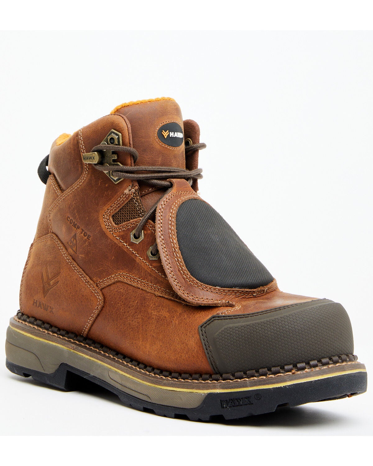 Hawx Men's Crew Chief External Met Guard Work Boots - Composite Toe, Brown, hi-res