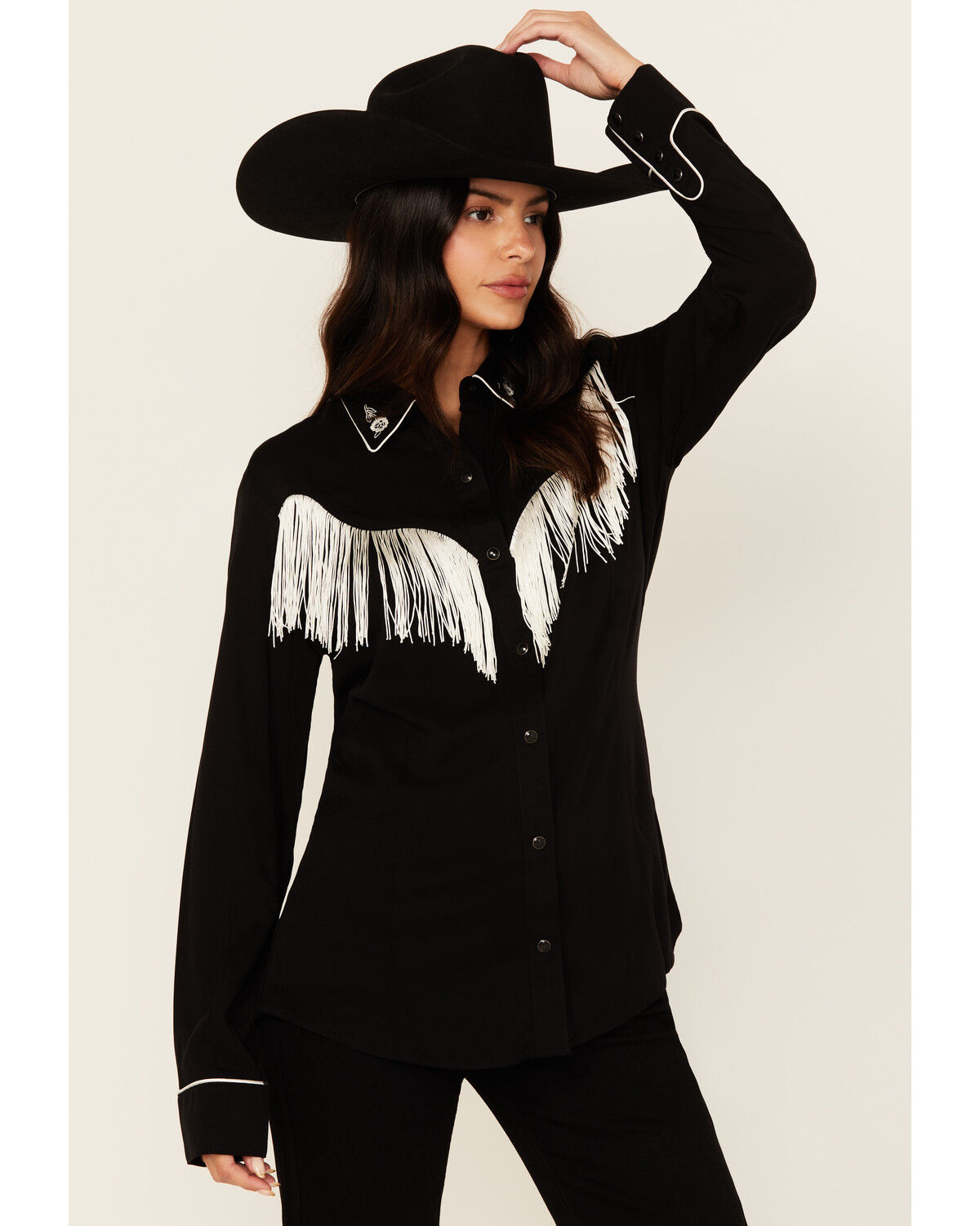 Image #2 - Wrangler Women's Fringe Long Sleeve Snap Western Shirt, , hi-res