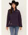Image #1 - Cowgirl Hardware Women's Filigree Embroidered Emblem Softshell Jacket, Purple, hi-res