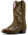Image #2 - Ariat Girls' Fashion Bliss Inlay Western Boots - Snip Toe, Brown, hi-res