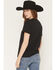 Image #4 - Blended Women's Boot Rose Short Sleeve Graphic Tee, Black, hi-res