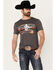 Rock & Roll Denim Men's Scenic Bull Skull Print Short Sleeve Graphic T-Shirt, Charcoal, hi-res