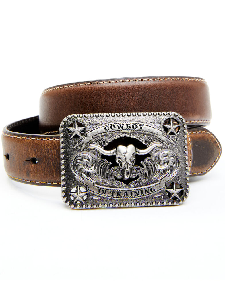 Cody James Kids' Longhorn Buckle , Brown, hi-res
