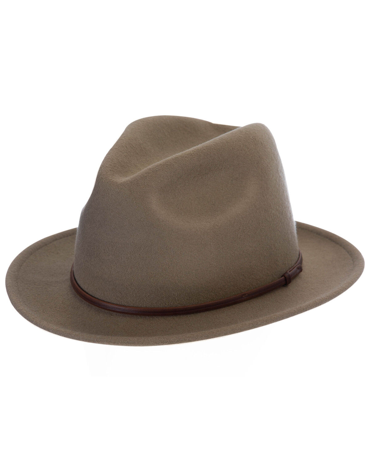 Image #1 - Black Creek Men's Putty Crushable Felt Fedora, Grey, hi-res